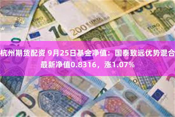 杭州期货配资 9月25日基金净值：国泰致远优势混合最新净值0.8316，涨1.07%