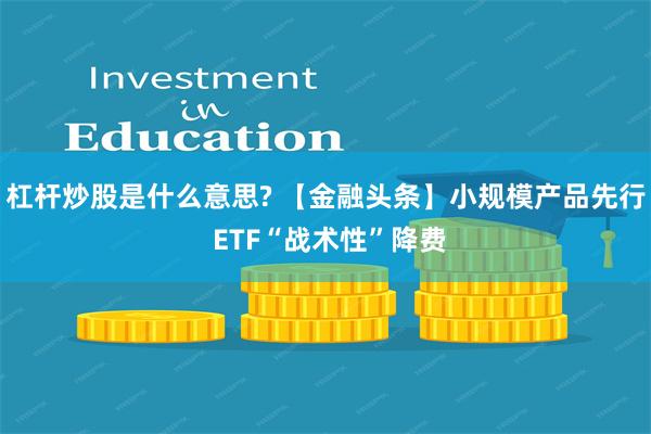 杠杆炒股是什么意思? 【金融头条】小规模产品先行 ETF“战术性”降费